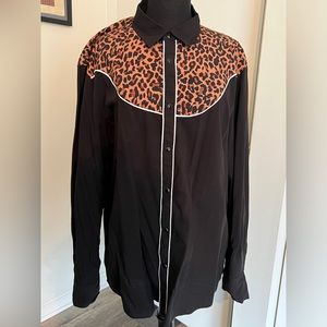 Vintage style leopard print button down